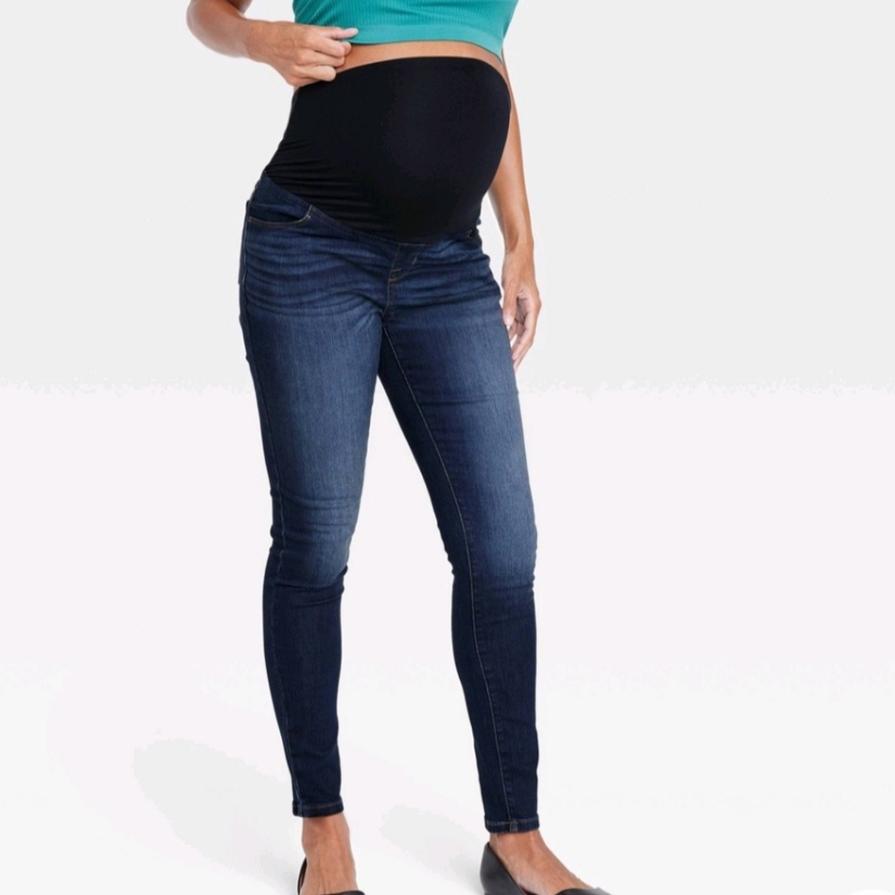 Over The Belly Dark Wash Skinny Maternity  Jeans